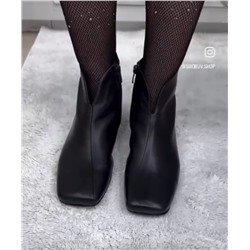 Ботинки кожа матовая черная байка