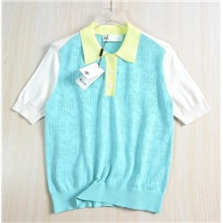 Летний хлопковый кардиган с ажурным узором и цветными лацканами ТОРИ БЕРЧ