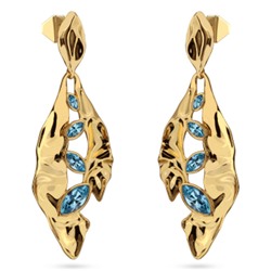 Серьги Эйва (кристаллы SW аквамарин; покрытие золото), Есть комплект