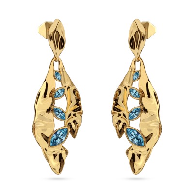 Серьги Эйва (кристаллы SW аквамарин; покрытие золото), Есть комплект