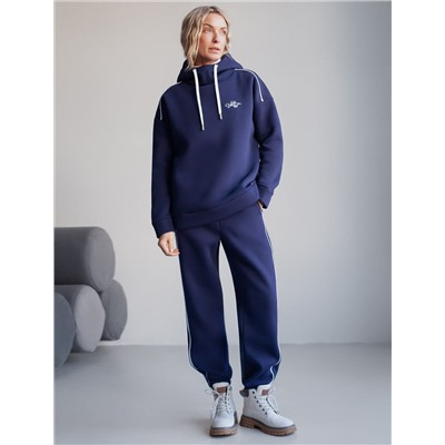 Худи среднего объема из эластичного футера трехнитики c начесом