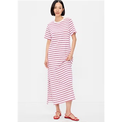 Vintage Crew-Neck Maxi T-Shirt Dress