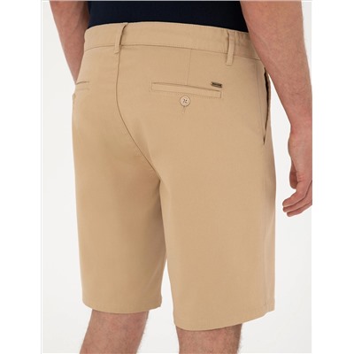 Camel Slim Fit Dokuma Şort