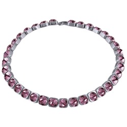 Колье Теннис (кристаллы SW аметист 8мм; покрытие родий) 37-40см, Есть комплект