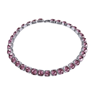 Колье Теннис (кристаллы SW аметист 8мм; покрытие родий) 37-40см, Есть комплект