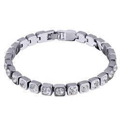 Браслет Теннис (кристаллы SW белые 4мм; покрытие родий) 17-19см, Есть комплект