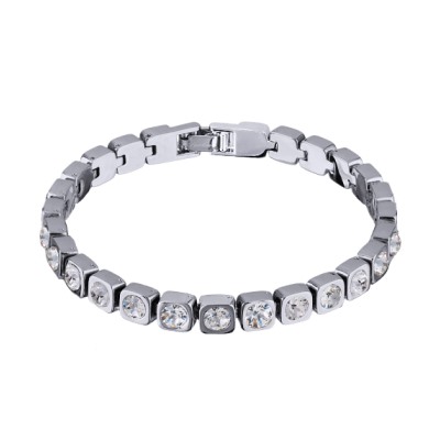 Браслет Теннис (кристаллы SW белые 4мм; покрытие родий) 17-19см, Есть комплект