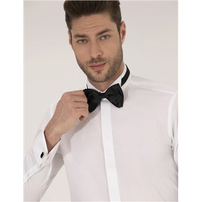 Beyaz Slim Fit Smokin Gömlek