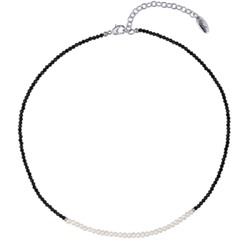 Колье (шпинель, жемчуг белый; покрытие родий) 40-45см, Есть комплект