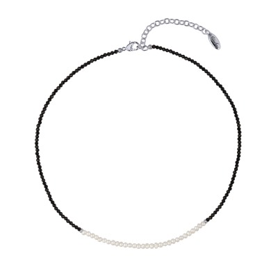 Колье (шпинель, жемчуг белый; покрытие родий) 40-45см, Есть комплект