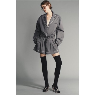 POPLIN PIPED TRIM SHIRT