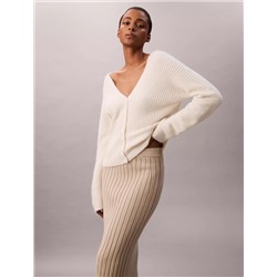 Rib Cotton Midi Skirt