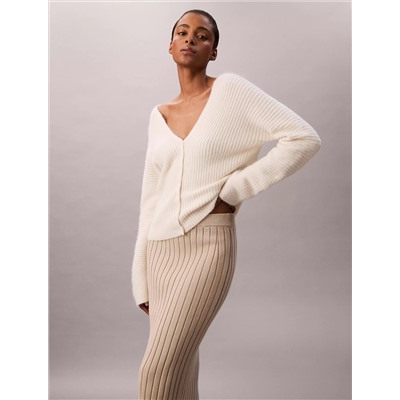 Rib Cotton Midi Skirt