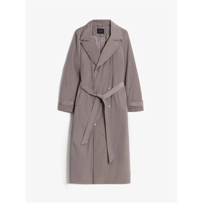 Утеплённое пальто с поясом, R139/oliven