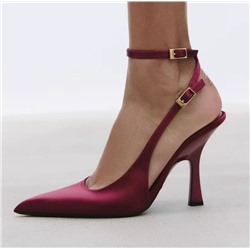 Женские туфли с эффектом атласной ткани с ремешком на пятке на шпильке  ЗАР*А