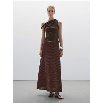 Top drapeado detalle nudo algodón