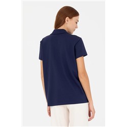 Kadın Lacivert Kaçık Yaka Basic Tişört