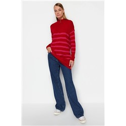 TRENDYOL MODEST Kırmızı Çizgili Triko Kazak TCTAW24AK00046