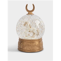 Снежный фонарь, 18 см, с подсветкой, пластик, золотистый, Лошадь в шаре, Horse