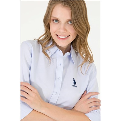 Kadın Açık Mavi Uzun Kollu Basic Gömlek