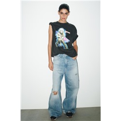 ©BRITNEY SPEARS FADED-EFFECT T-SHIRT