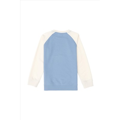 Erkek Çocuk Açık Mavi Bisiklet Yaka Sweatshirt