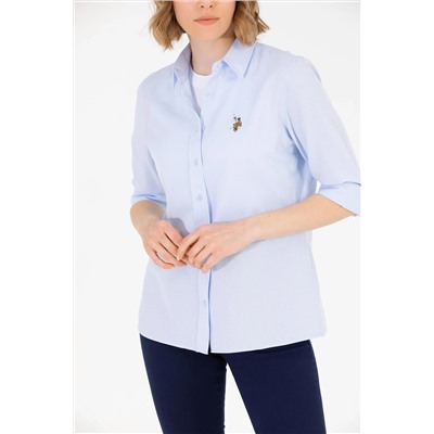 Kadın Açık Mavi Uzun Kollu Basic Gömlek