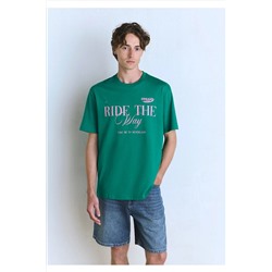 Mavi Ride The Way Baskılı Yeşil Tişört Loose Fit / Bol Rahat Kesim 0612781-71877