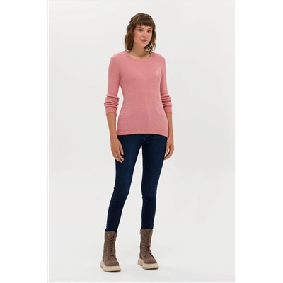 Kadın Pudra Bisiklet Yaka Basic Kazak