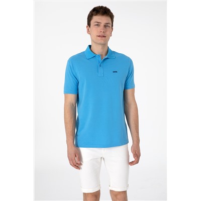 Erkek Regular Fit Polo Yaka Turkuaz Basic Tişört