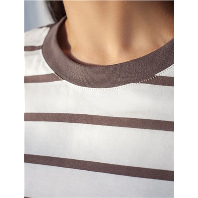 Свободная футболка в полоску из премиального хлопка с эластаном