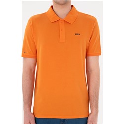 Erkek Regular Fit Polo Yaka Turuncu Basic Tişört