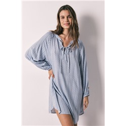 Camisola corta viscosa estampado rayas azul