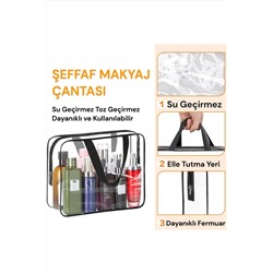 OKAVANGO, Cilt Bakım Ve Makyaj Çantası Büyük Boy-xl Şeffaf Makyaj Ve Kozmetik Çantası 3 Adet