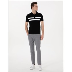 Gri Slim Fit Gofre Kanvas Pantolon