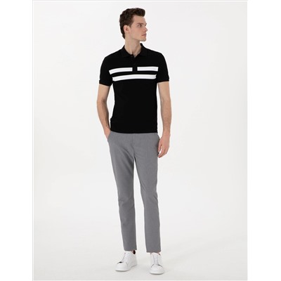 Gri Slim Fit Gofre Kanvas Pantolon