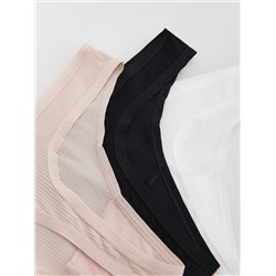 Tangas aus Rippstrick, 3er-Pack