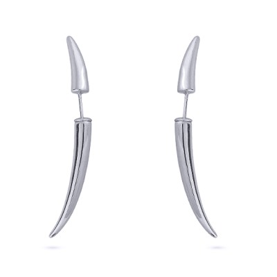 Серьги Клык (покрытие родий), Есть комплект