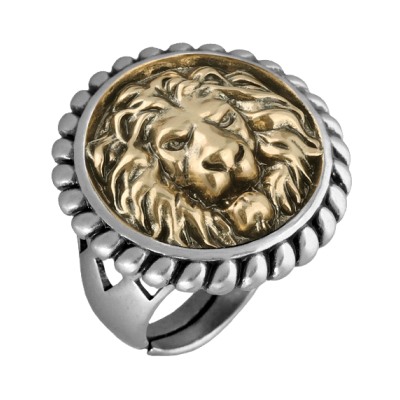 Кольцо огненный лев (покрытие античное серебро, античное золото), Есть комплект