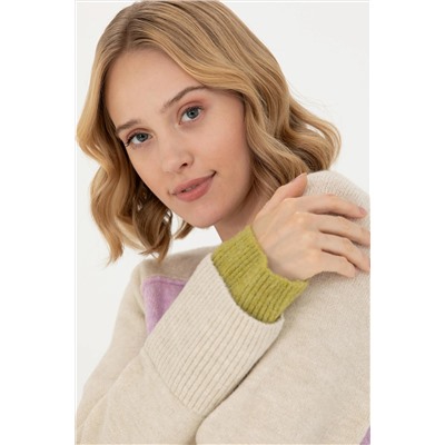 Kadın Lila Bisiklet Yaka Kazak