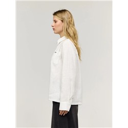 Белая рубашка изо льна на молнии