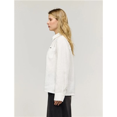 Белая рубашка изо льна на молнии