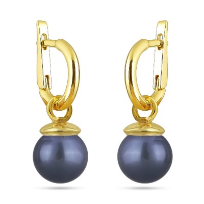 Серьги (Майорка 12мм черничная; покрытие золото), Есть комплект