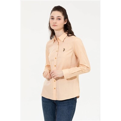 Kadın Safran Uzun Kollu Basic Gömlek