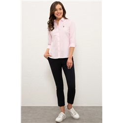 Kadın Lila Uzun Kollu Basic Gömlek