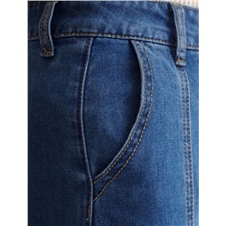 Джинсовая юбка миди А силуэта с декоративными швами из эластичного денима