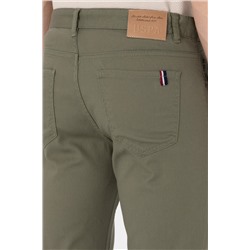 Erkek Koyu Haki Slim Fit Kanvas Pantolon