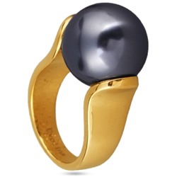 Кольцо (Майорка 16мм темно-серая; покрытие золото), Есть комплект