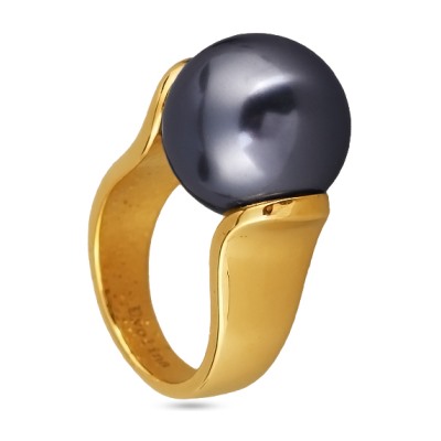 Кольцо (Майорка 16мм темно-серая; покрытие золото), Есть комплект