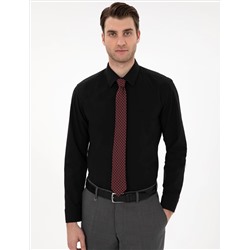 Siyah Slim Fit Uzun Kollu Basic Gömlek